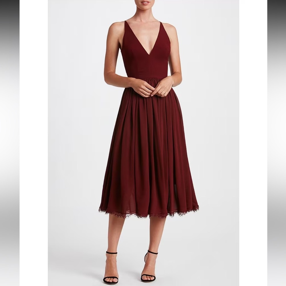 Dress the Population Alicia Mixed Media Dress Burgundy